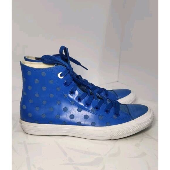 Converse Lunarlon Hi Top Mens 8.5 W 10.5 1Blue Polka Dot Shoes Chuck Taylor 2 - Picture 4 of 12